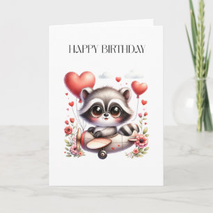 Waschbär-Pilot-Geburtstag Karte