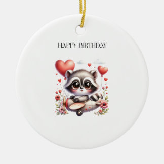 Waschbär-Pilot Geburtstag Keramik Ornament