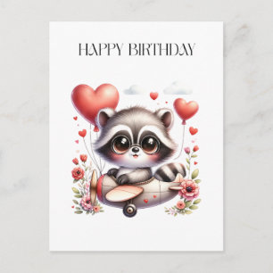 Waschbär-Pilot-Geburtstag Postkarte