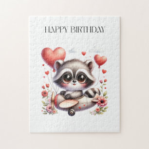 Waschbär-Pilot-Geburtstag Puzzle