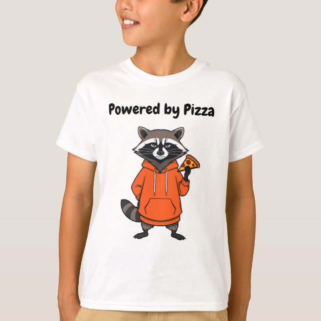 Waschbär-Pizza-Kinder-T-Shirt – Lustiges Cartoon-S T-Shirt (Vorderseite)