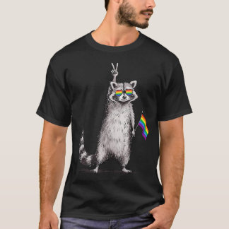 Waschbär-Regenbogenflagge Lgbt Lesbisch Homosexuel T-Shirt