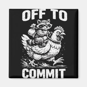 Waschbär reitet auf Huhn, um Softwareentwickler zu Magnet