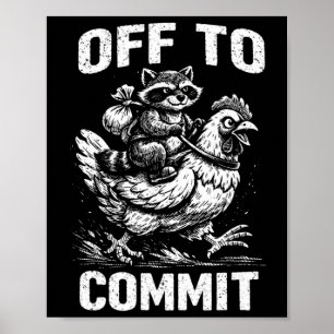 Waschbär reitet auf Huhn, um Softwareentwickler zu Poster