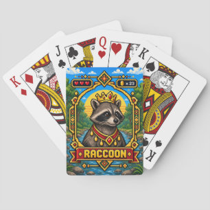 Waschbär Retro 8-Bit Pixel Art Spielkarten