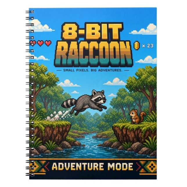 Waschbär, Retro-8-Bit-Pixelkunst Notizblock (Vorderseite)