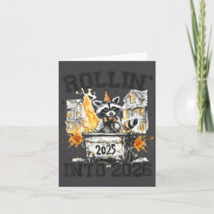 Waschbär rollt in den 2026 Lustiger Müllcontainerb Karte