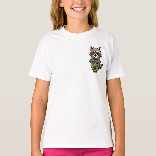Waschbär röstet Marshmallows Kinder T-Shirt (Vorderseite)