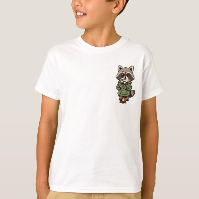 Waschbär röstet Marshmallows Kinder T-Shirt (Vorderseite)