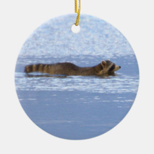 Waschbär-Schwimm-Foto-Ornament Keramik Ornament