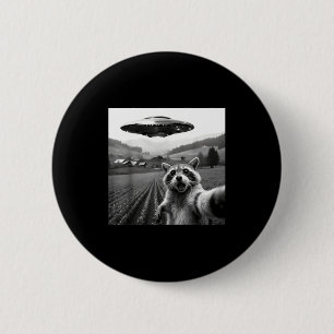 Waschbär-Selfie mit Alien-Ufo Lustiger Waschbär-Al Button
