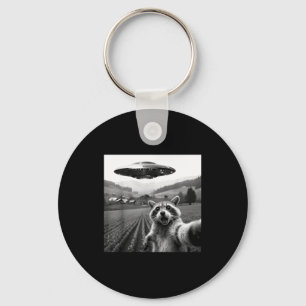 Waschbär-Selfie mit Alien-Ufo Lustiger Waschbär-Al Schlüsselanhänger