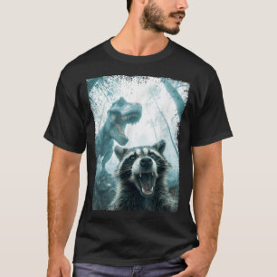 Waschbär-Selfie mit Tyrannosaurus T Rex Abenteuer T-Shirt