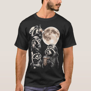 Waschbär spielt Baseball und heult den Mond lustig T-Shirt
