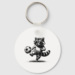 Waschbär spielt Fußball Lustiger Sport Trendige Vi Schlüsselanhänger