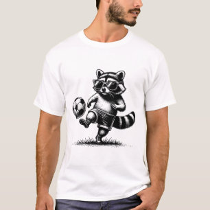 Waschbär spielt Fußball Lustiger Sport Trendiger V T-Shirt