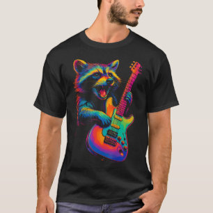 Waschbär spielt Gitarre Rockmusik für Männer Fraue T-Shirt