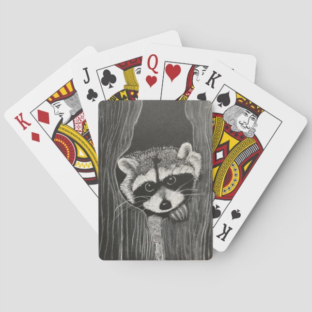 Waschbär spielt Karten Spielkarten (Rückseite)