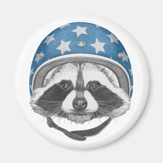 Waschbär-Stuntfahrer Magnet (Vorne)