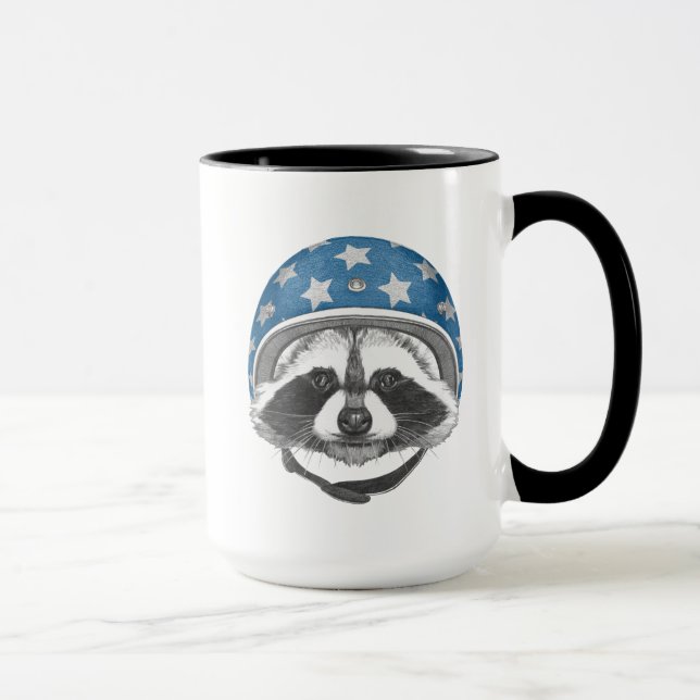 Waschbär-Stuntfahrer Tasse (Rechts)