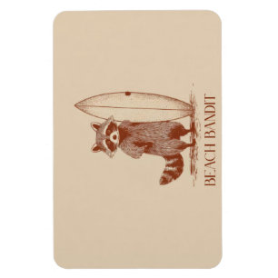 Waschbär-Surfer Strand-Bandit – Lustig Vintage Magnet