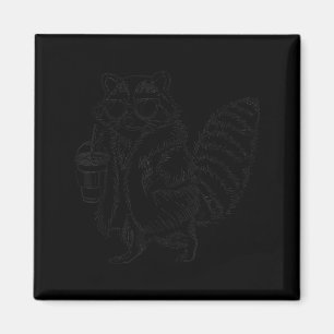 Waschbär trinkt eisgekühlten Kaffee lustiges Tier- Magnet
