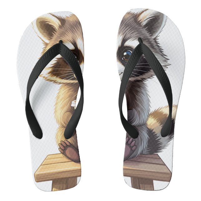 Waschbär trinkt Eiskaffee Flip Flops (Fußbett)