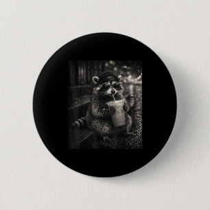 Waschbär trinkt Eiskaffee lustiger Tier-Meme Männe Button