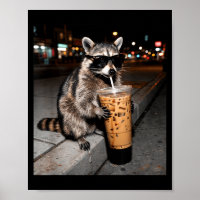 Waschbär trinkt Eiskaffee lustiger Tier-Meme Männe