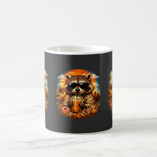 Waschbär trinkt Eiskaffee Lustiges Tier-Meme Kaffeetasse