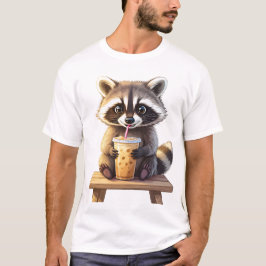Waschbär trinkt Eiskaffee T-Shirt