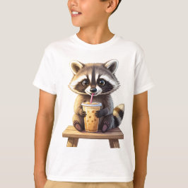 Waschbär trinkt Eiskaffee T-Shirt