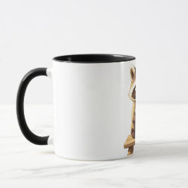 Waschbär trinkt Eiskaffee Tasse