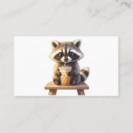 Waschbär trinkt Eiskaffee Visitenkarte