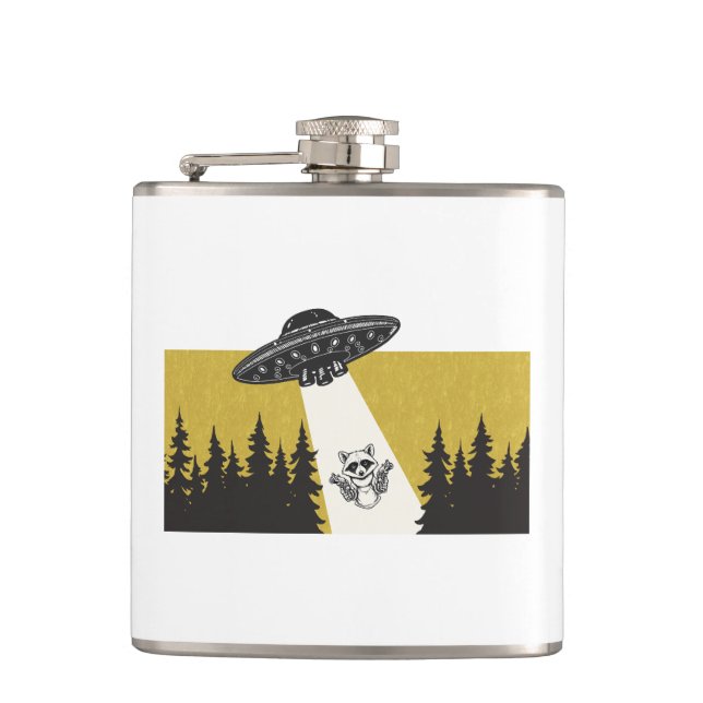 Waschbär-UFO Flachmann (Vorderseite)