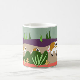 Waschbär und Babys im hohen Wüstenwald Tasse