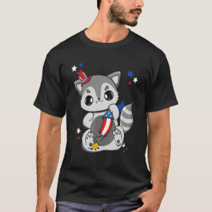 Waschbär und Feuerwerksregisseur für die Feier zum T-Shirt