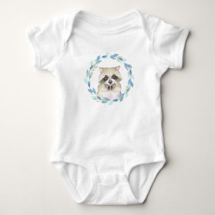 Waschbär und floraler Kranz Baby Strampler