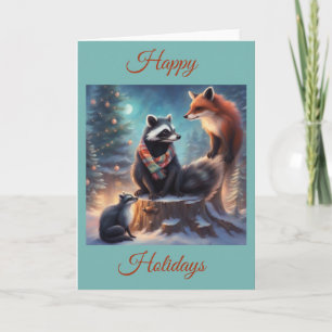 Waschbär und Fuchs Weihnachten im Wald Karte