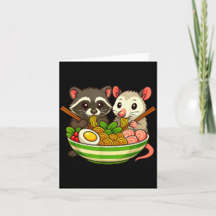Waschbär und Opossum essen Ramen-Nudeln Karte