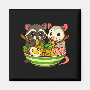 Waschbär und Opossum essen Ramen-Nudeln Magnet