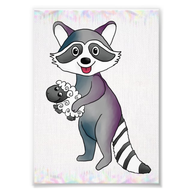 Waschbär und Schaf  Fotodruck (Vorne)
