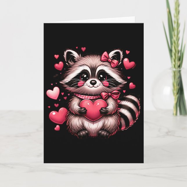 Waschbär Valentinsherzen  Karte (Vorderseite)