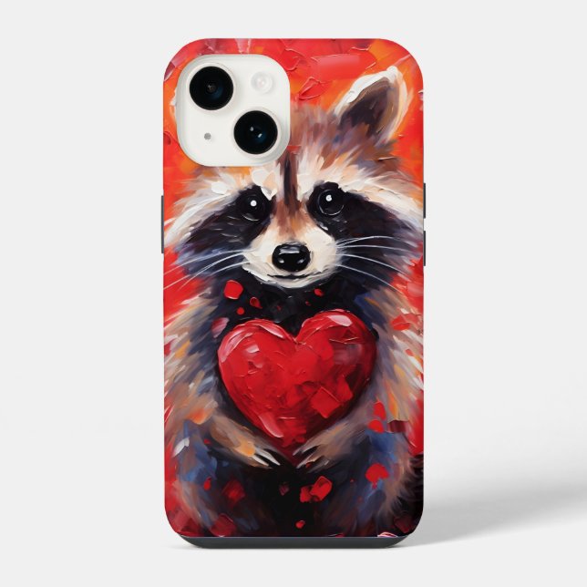 Waschbär Valentinstag iPhone Hülle (Rückseite)