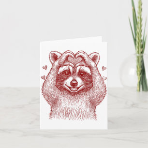 Waschbär Valentinstag Lustiger Wilder Waschbär Lie Karte