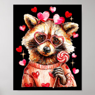 Waschbär Valentinstag Lustiger Wilder Waschbär Lie Poster