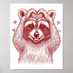Waschbär Valentinstag Lustiger Wilder Waschbär Lie Poster