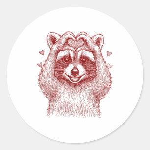 Waschbär Valentinstag Lustiger Wilder Waschbär Lie Runder Aufkleber