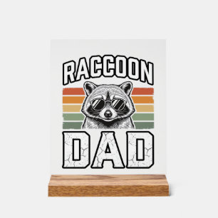 Waschbär-Vater Vintage-Stich Retro-Vector-Design_ Acrylschild