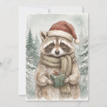 Waschbär Vintage Woodland Urlaub Winter Weihnachte